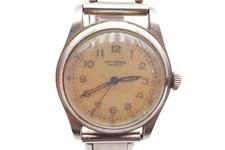 Vintage Universal Geneve Watch Mens Silver Tone Military Dial 20725 32mm Working