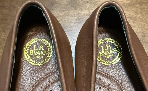 L.B. Zapatillas sin cordones Evans Aristocrat Opera para hombre 9,5 M de cuero marrón 3025 P693 - Imagen 8 de 11