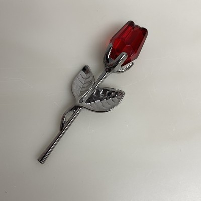 Miniature Rose Flower Red Silver Girlfriend Wife Mom Valentines Day Gift