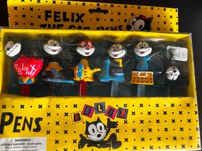 1983 Felix The Cat Figure Ballpoint Pen Set of 6 Sunkisses Hawaii LTD