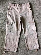 Old Navy Khaki Cargo Pants Boys Large Stretch Waist Brown Pockets Vintage Y2K