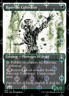 4x (455) Rustvine Cultivator - STEP-&-COMPLEAT FOIL - SHOWCASE ICHOR MTG Phyrexi