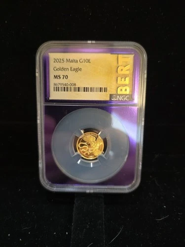 2025 Malta Golden Eagle 1/10 oz Gold Coin • NGC MS69 • .9999 Fine