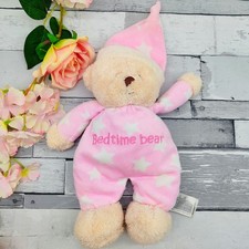 Mothercare My Bedtime Bear Teddy Pink White Star Print Plush Soft Toy Comforter