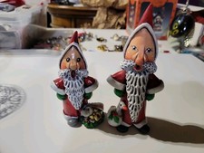 Set Of 2. Limb Folk Father Santa Claus Christmas Folk Art Primitive D J