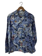 WACKO MARIA Long Sleeve Shirt M Rayon BLU All Over Pattern