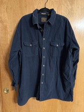 VTG St. John's Bay Shirt Men's 2XLT Tall Blue Chamois Cloth Cotton Flannel