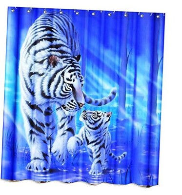 Wildlife Tiger Mom and Son Cloth Fabric Shower Curtain Sets Bathroom Decor 