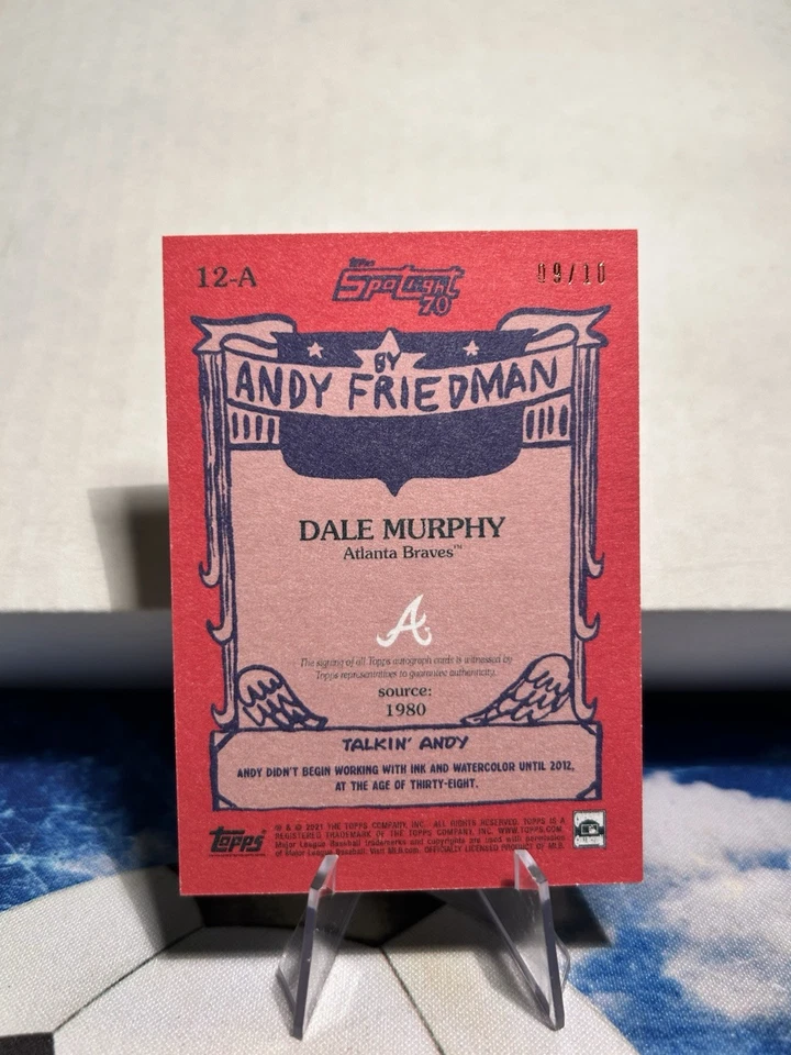 2021 Topps Spotlight 70 By Andy Friedman Dale Murphy Auto /10 #12-A Braves - Image 2 of 2