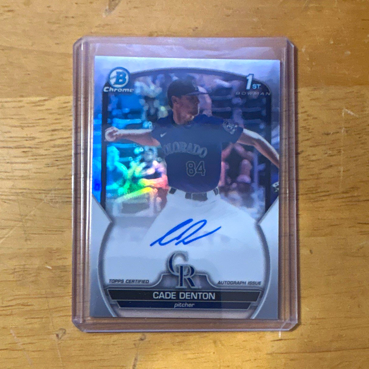 Topps 2023 Bowman Draft Cade Denton CDA-CDE Refractor Auto /499 RC Rockies