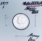 1917-S GEM AU DETAILS+++  KEY DATE!  U.S. MERCURY DIME.