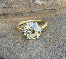 New 18k Gold & Platinum GIA 3.09ct European D...