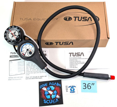 TUSA Compass, Pressure Analog Scuba Diving 2 Gauge Console 36'' Hose SPG SCA-270U