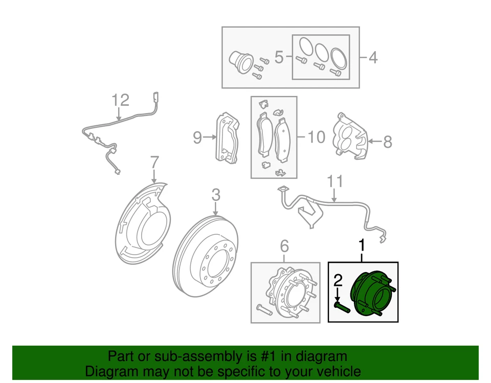 Buje delantero y cojinete de rueda Ford F-250 y 350 Super Duty 2011-2016 Foto 2 de 4