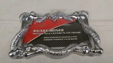 New Pilot Automotive WL262 Metal Motorcycle bike License Plate Frame Snake Bones