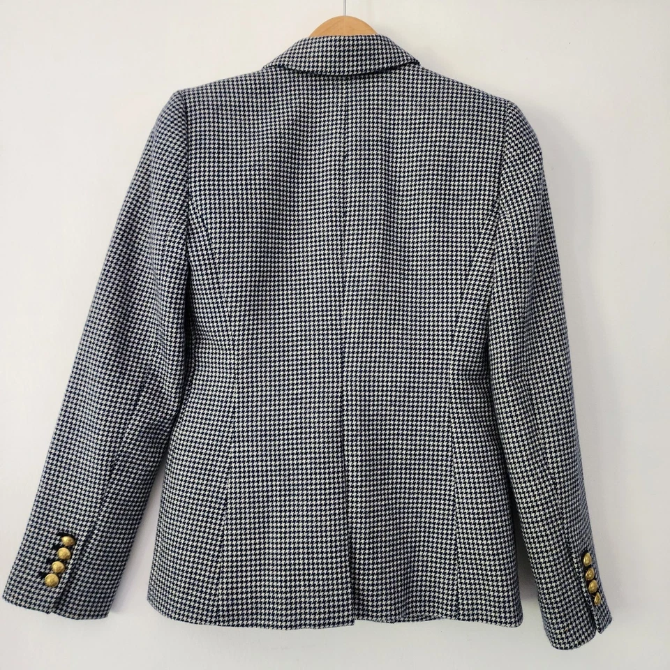 Blazer J.Crew Campbell pata de gallo mezcla de lana botones dorados talla 0 Foto 3 de 4