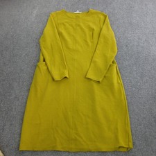 Boden Dress Womens Tall 14 Yellow Knit Shift Long Sleeve Knee Length Pockets