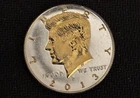 DANBURY MINT- 2013-D  UNCIRCULATED KENNEDY HALF DOLLAR -  GOLD AND SILVER PLATED