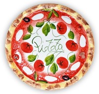 Ital. Relief Keramik Pizzateller Tomate Mozzarella, GroßEr Teller Rund Ca.33Cm Ø