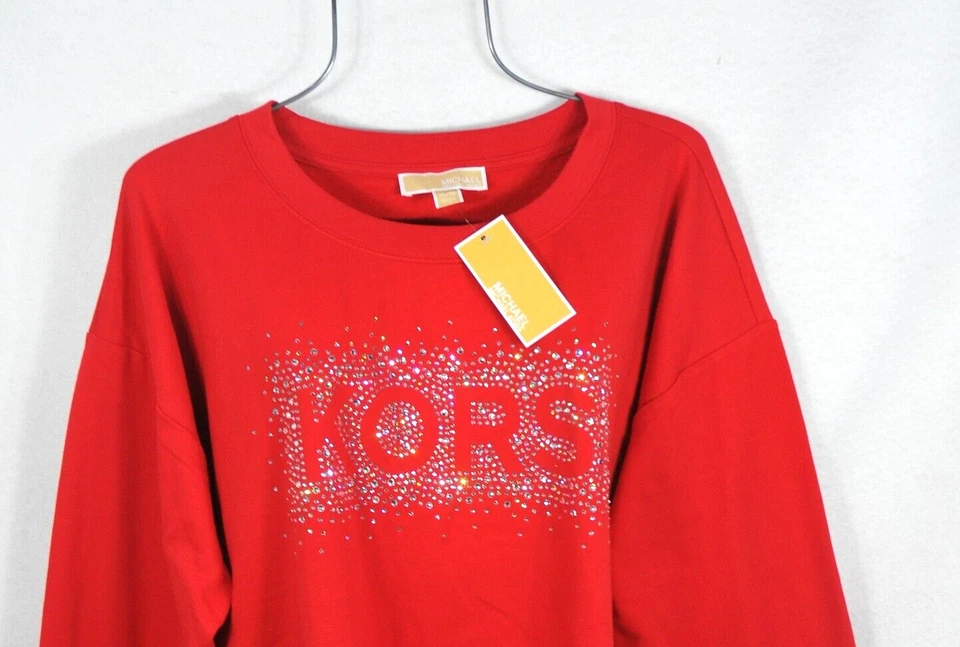 Top para mujer Michael Kors color rojo/plateado estrás talla L precio de venta sugerido por el fabricante 110 USD nuevo con etiquetas Foto 2 de 4