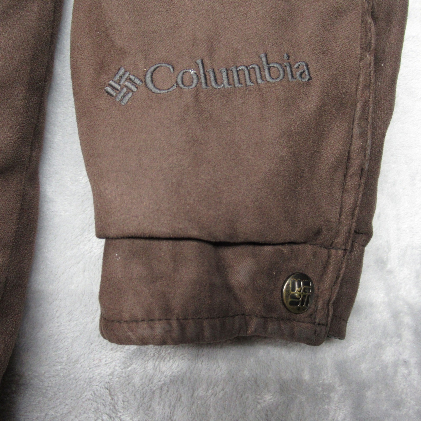 Columbia Jacket Mens Medium Brown Suede Zip Pockets Collared Insulated Full Zip thumbnail 6