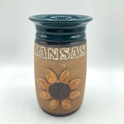 Vtg Steve Ashley 3D Sunflower Kansas Crock Vase Art Pottery Hand Thrown Signed