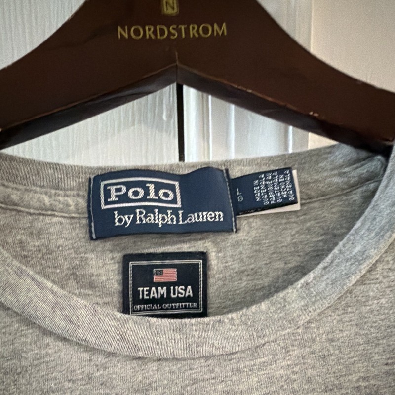 Polo Ralph Lauren Team USA Men’s Graphic Logo Crewneck Tee Gray Short Sleeve L