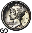 1916 Mercury Dime, Frosty Solid Gem BU++ FSB, Full Split Bands
