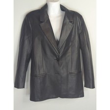 Zara Black Blazer Jacket Women's Small Vegan Leather Punk Bikercore Outdoor NWOT