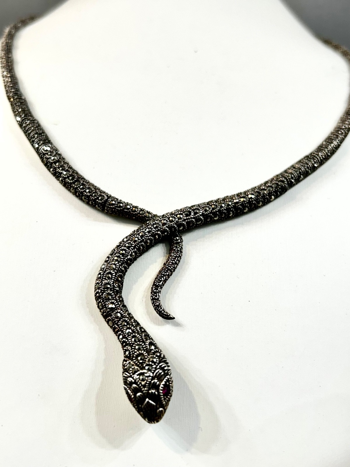 Artisan Sterling Silver Marcasite Ruby Articulate… - image 6