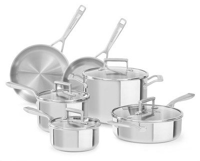 New In Box - KitchenAid Stainless Steel Cookware 10 Piece Set - KC2TS10ST