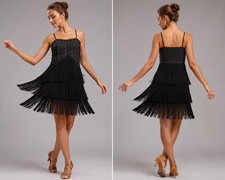 Weissman Black Fringe Flapper Dress Adult MA 1920s Great Gatsby Dance Costume