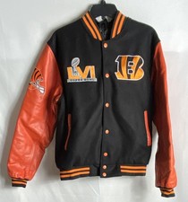 Implex Men's Cincinnati Bengals Super Bowl LVI Varsity Jacket Black Orange Sz S