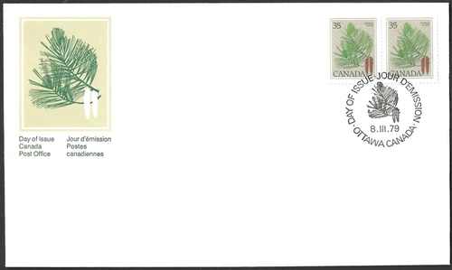 🍁Canada    #721 Pair   "WHITE PINE TREE "      Brand New  1979  First Day Cover
