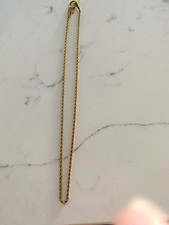 Rope Chain Necklace - Yellow Gold Tone Metal Chain Style, No Stones, Gold Color