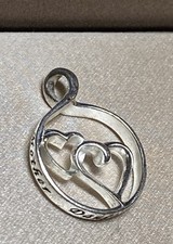 VTG DOUBLE HEART Pendant Mother Daughter Friend 925 LA STERLING SILVER