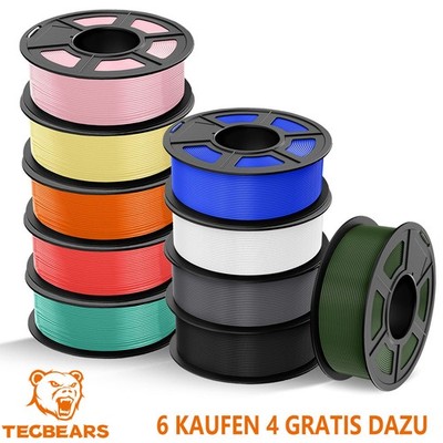 【Kaufe 10 Zahl 6】TECBEARS PETG PLA Matt PLA+ SILK 3D Drucker Filament ASA 1,75mm