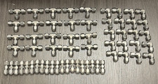 60 piece Lot of SS Swagelok Compression Fittings Tee, Elbow, Straight 1/4 New