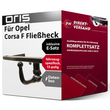 Für Corsa F Fließheck P2JO (Oris) Anhängerkupplung abnehmbar + E-Satz 13pol Set
