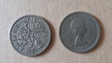 Pair of old sixpences, 2 × 6d, both from 1961, Queen Elizabeth II, good...