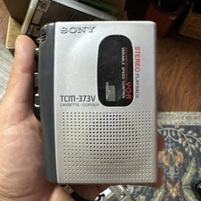 Tested Sony TCM-373V Cassette Player/Recorder Flat Mic Clear Voice Walkman