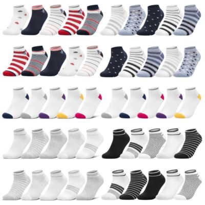 Damen Sneaker Socken Bunte Mädchen Socken mit Motiv Muster Baumwolle 10 Paar