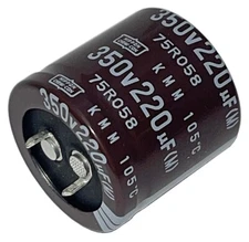 NIPPON CHEMI-CON Aluminum Electrolytic Capacitor, 220uf, 350Vdc, 105ºC, Snap In