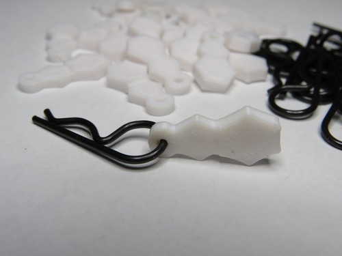 RC body clip set with pull tabs, white with black pins custom pulls , rc parts - Picture 6 of 6