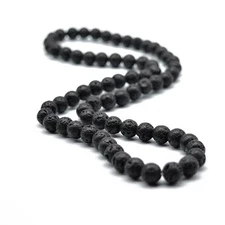 KIKILA 8MM Natural Tiger Eye Lava Stone Beaded Choker Necklace Genuine Gemsto...