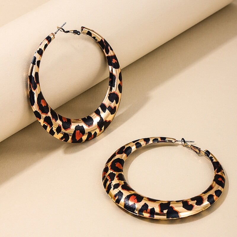 Statement Geometric Leopard Earrings Unique Ear Rings Accessory for