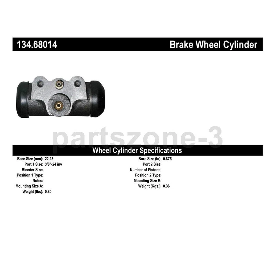 Cilindro de rueda de freno trasero centrado para Studebaker 8E7D 1964 1963 Foto 3 de 4