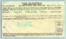 Big Bend National Park TX Chisos Mountains Lodge Receipt 1968 Texas Travel