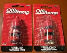 Cosco Offistamp Ink Refill for Pre-Inked Stamp Red 034517 Lot of 2