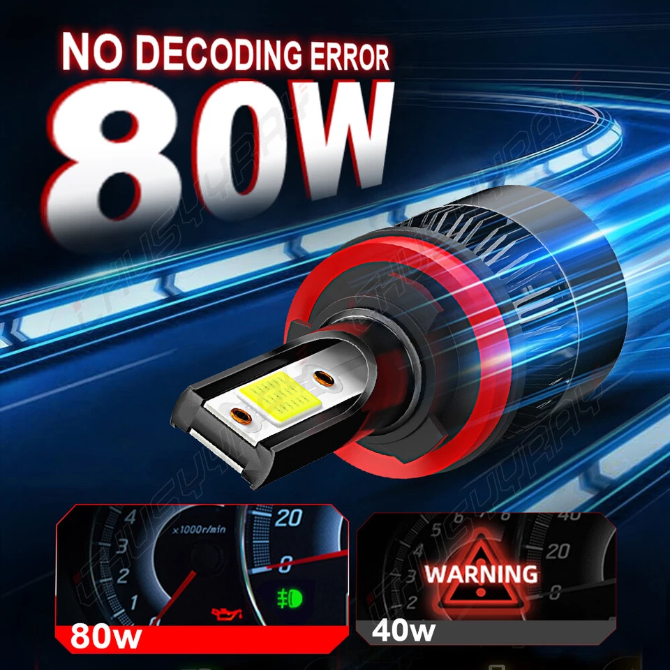 Kit combinado de 4 bombillas LED de haz alto y bajo 6000 k para Nissan Rogue 2014-2020 Foto 3 de 4